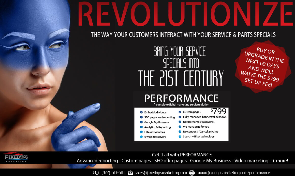 Revolutionize your service and parts specials